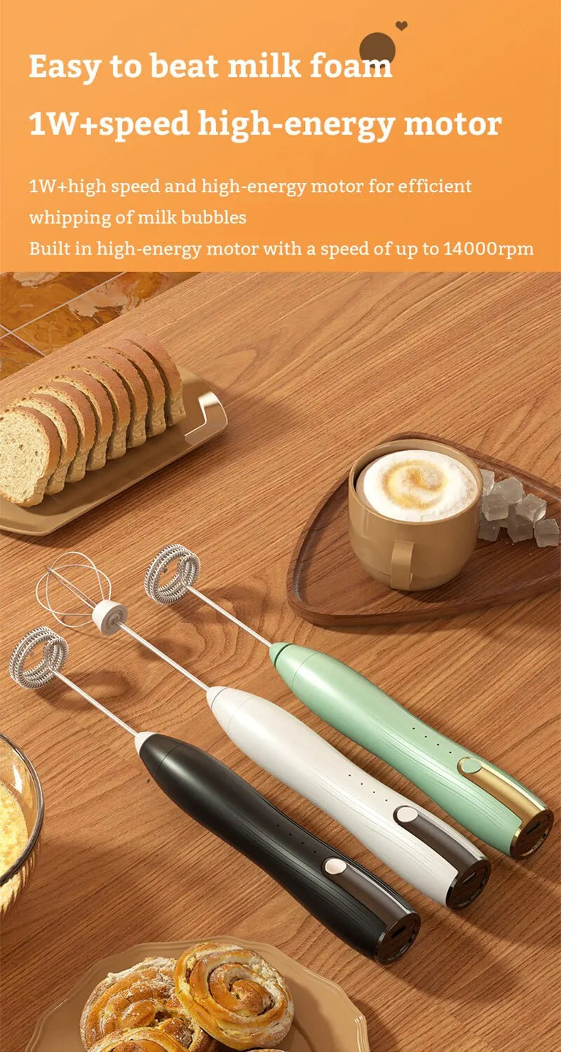 Mini Electric Milk Foamer Blender Wireless Coffee Whisk Mixer Handheld Egg Beater Cappuccino Frother Mixer Kitchen Whisk Tools