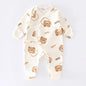 Boys Girls Long Sleeve Jumpsuit for Four Seasons Clothing Pure Cotton Universal Newborn Baby Cute Printed Foot Wrapped Bodysuit