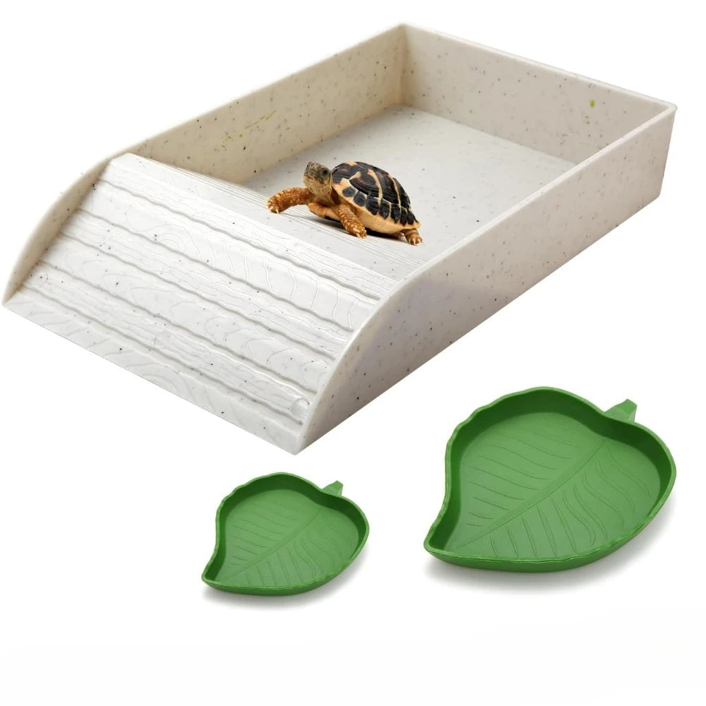 Turtle Bathing Pool Feeding Dish Durable Reptile Water Bowl for Box Turtles Frogs and Pets Easy to Clean Habitat Accessory