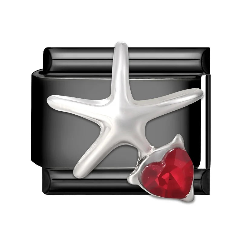 2025 New Original Black Red Stars Love Heart Bows Flower Italian Charm Link Fit 9mm Stainless Steel Jewelry DIY Making Bracelets
