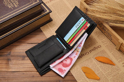 100% Genuine Leather Men Wallets Premium Product Real Cowhide Wallets for Man Short Black Walet Portefeuille Homme