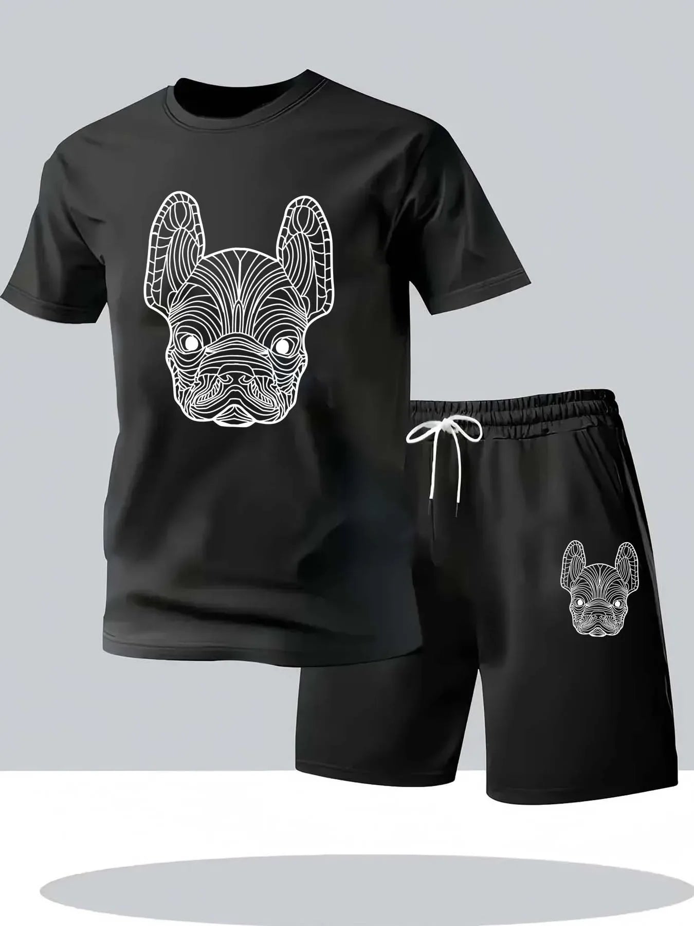 Summer Men's Quick Dry Casual Short Sleeve T-Shirt And Shorts Set City Street Fashion Running Sports 2-Piece Suit