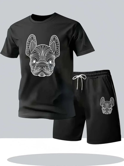 Summer Men's Quick Dry Casual Short Sleeve T-Shirt And Shorts Set City Street Fashion Running Sports 2-Piece Suit