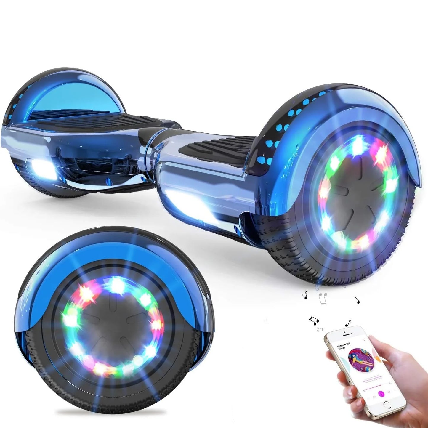 RCB KIDS Hoverboard Two Wheel Self Balancing Scooter 6.5" with Bluetooth Speaker LED Lights Ride On Toy Gift for Kids & Adults