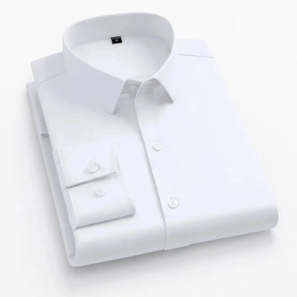 55-105KG Men's long sleeved elastic shirt, non ironing business dress, professional work attire, stand up collar shirt