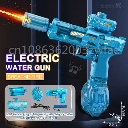 Children High Pressure Electric Water Gun Toy Summer Outdoor Beach Pool Fight Games Toys Kids Automatic Water Guns with Lights
