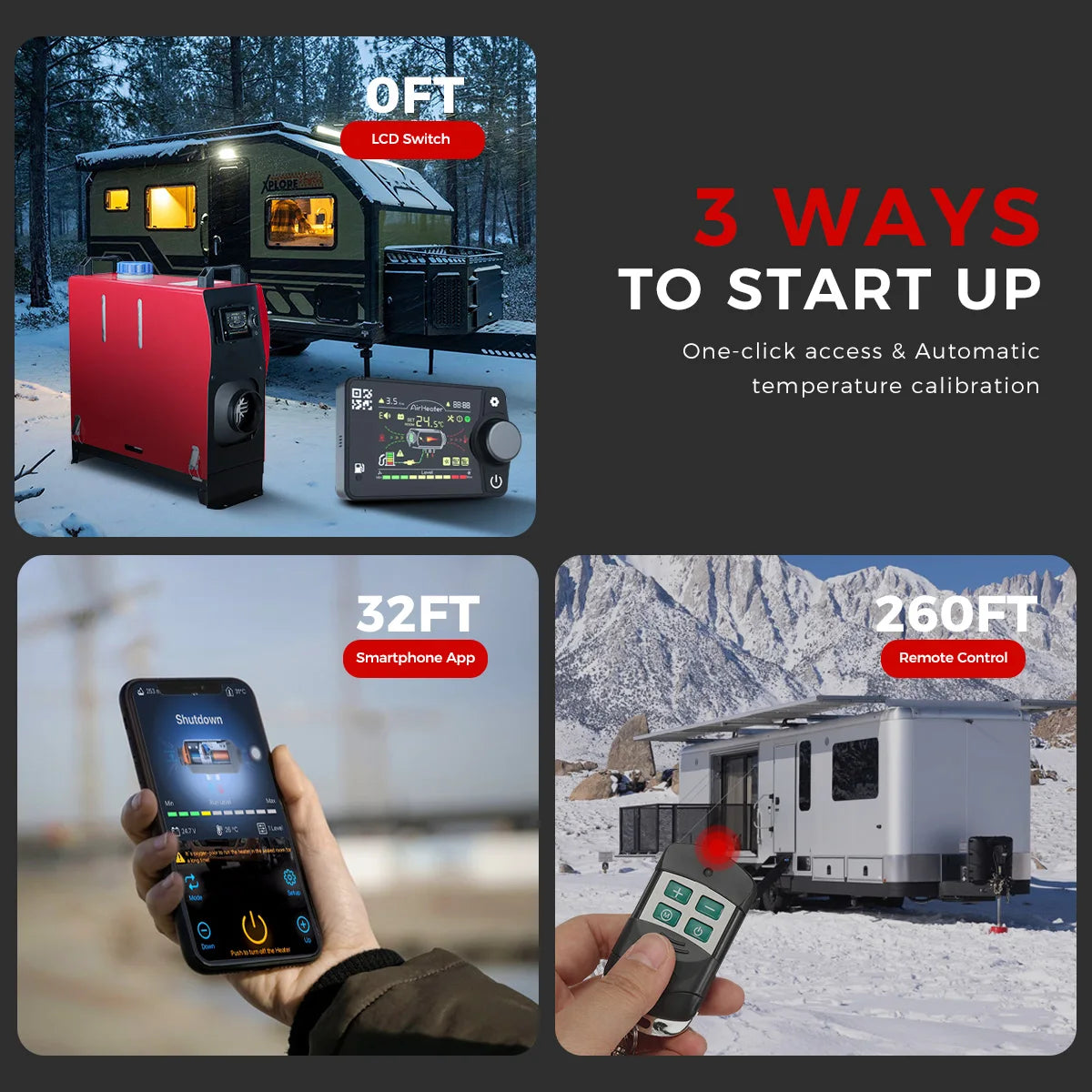 8KW Diesel Air Heater 12V&24V All in One Parking Heater with LCD Switch & Remote Control Bluetooth APP for RV Truck Car Tent