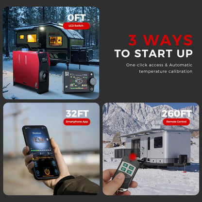 8KW Diesel Air Heater 12V&24V All in One Parking Heater with LCD Switch & Remote Control Bluetooth APP for RV Truck Car Tent