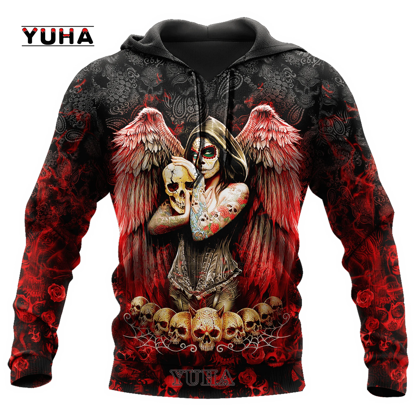 Dark  Red Skull Tattoo 3D All Over Printed Men's Hoodie & Sweatshirt Spring and  Autumn Unisex  Hoodies Casual Sportswear