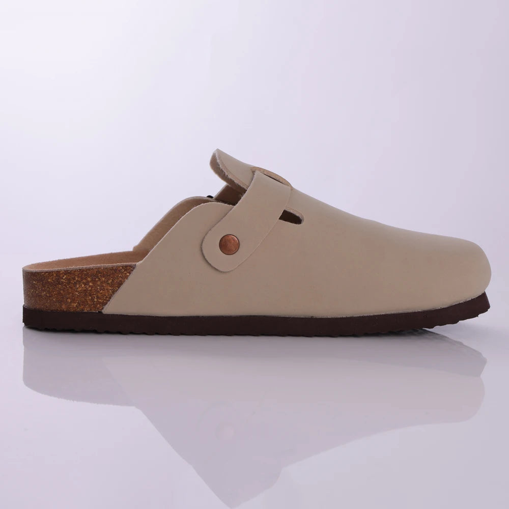 Shevalues Men's Suede Clogs Soft Leather Mules Men New Summer Men Cork Sandals Comfort Slip On Unisex Clogs With Arch Support