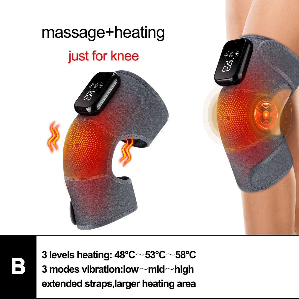 Electric Heated Vibration Knee Massage Pad 3 in 1 Massager for Shoulder Elbow Hot Compress Thermal Joint Brace Muscle Relaxation