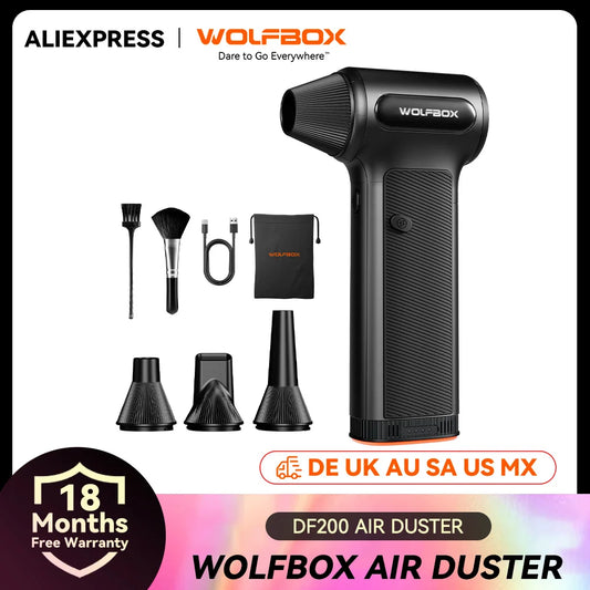 WOLFBOX DF200 Electric Powerful Fan Duster Wireless Air Blower Air Duster 3-Speed Adjustable Portable Fan for Car/Home/Outdoor
