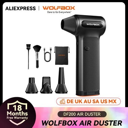 WOLFBOX DF200 Electric Powerful Fan Duster Wireless Air Blower Air Duster 3-Speed Adjustable Portable Fan for Car/Home/Outdoor