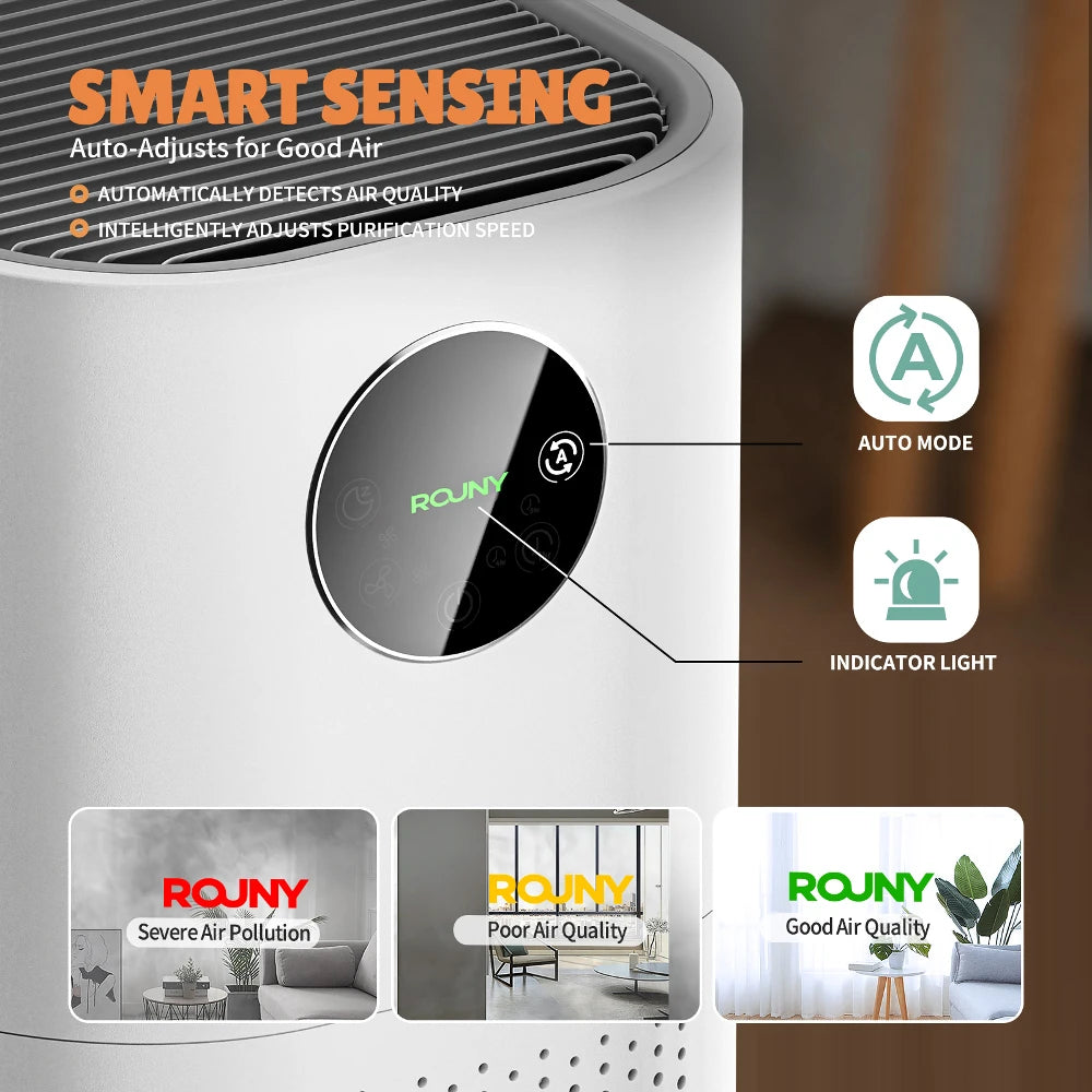 ROUNY 2-in-1 Air Purifier & Humidifier, Multi-Function Appliance, Deodorizing & Fog-Free Humidification, White