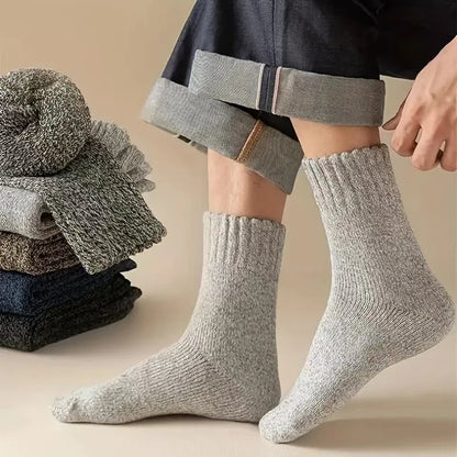 5 Pairs Autumn Winter Thick Towel Warm Socks Harajuku Men Women Keep Warm Socks  Cotton Solid Color Casual Wool Socks Gifts