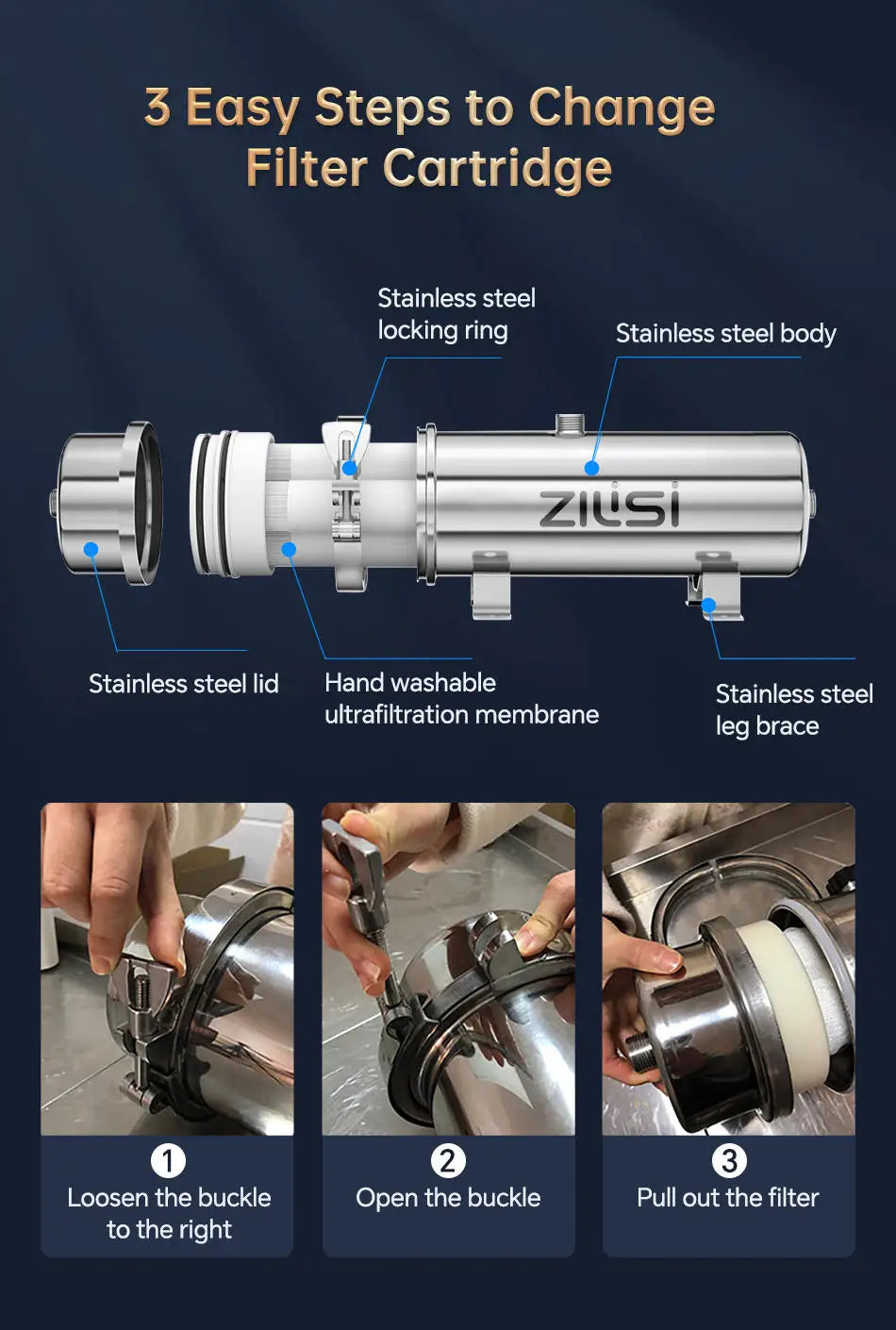 whole house high flow water filter system 5000L-8000L stainless steel mineral water filter  Reusable PVDF Lasts Exceed 5 Years