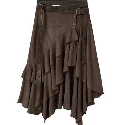 New In Autumn 2025 Trend Streetwear Y2K Skirts For Women's A Line Irregular Patchwork Long Skirts Faldas Woman Clothing