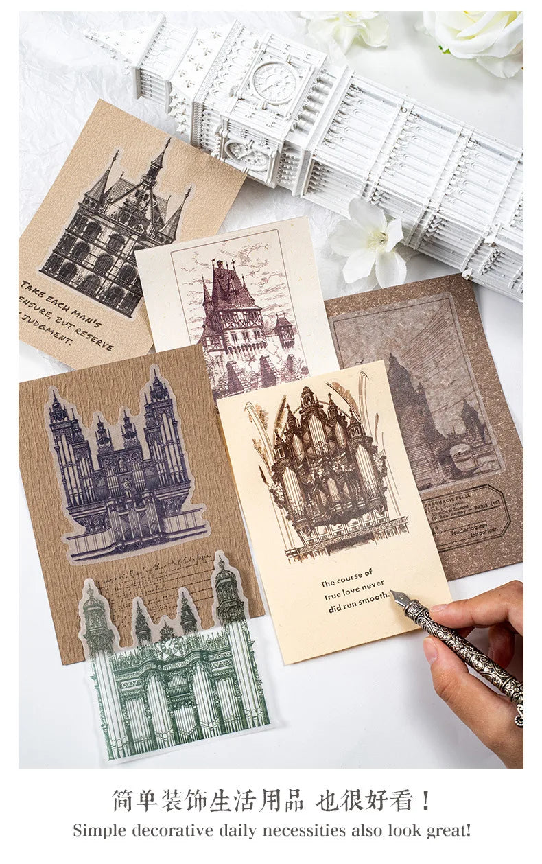 10pcs/lot Memo Pads Material Paper Medieval Castle Journal Scrapbooking paper Card Background Decoration Paper