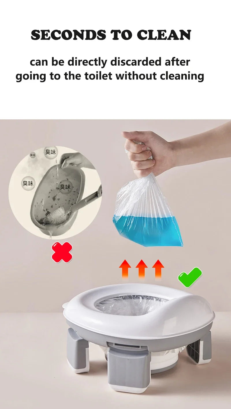 3 in 1 Travel Toilet Seat Foldable Blue Children Potty With Bags Baby Pot Portable Silicone Baby Potty Training Seat