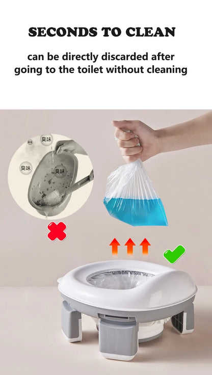 3 in 1 Travel Toilet Seat Foldable Blue Children Potty With Bags Baby Pot Portable Silicone Baby Potty Training Seat