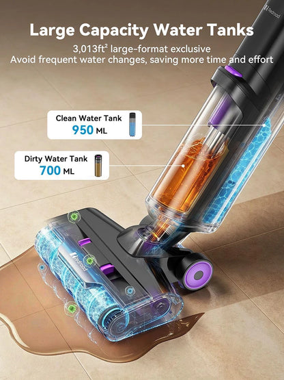 Redroad H15 Wet Dry Vacuum Cleaner 20000Pa,35Mins Runtime Cordless Vacuum Cleaner, Cordless Vacuum and Mop All in One,Self-Cleaning for Hard Floors Sticky Messes and Pet Hair