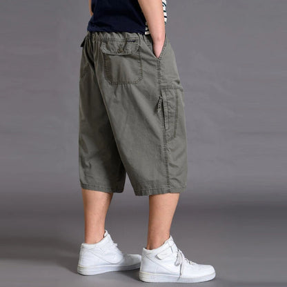 New Summer Men Cotton Thin Casual Shorts Man Elastic Waist Loose Jogger Cargo Shorts Pants Quality Male Straight Pants Size 6XL