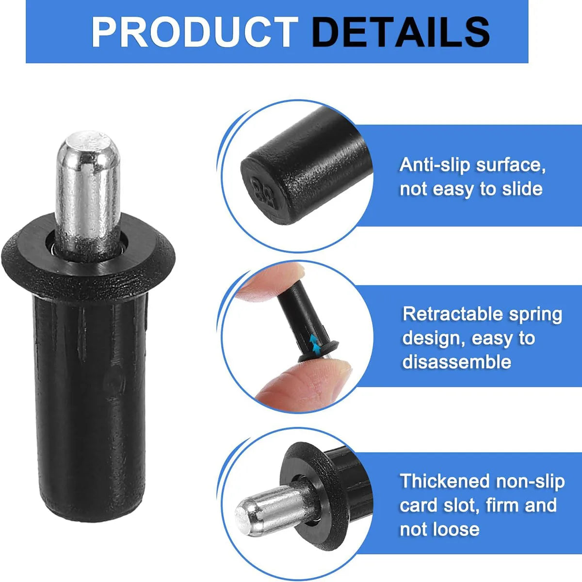 100Pc Large Black Iron Shutter Louvers Blind Repair Pins Spring Loaded Plantation Shutter Replacement Pins Bolt Window Door Home