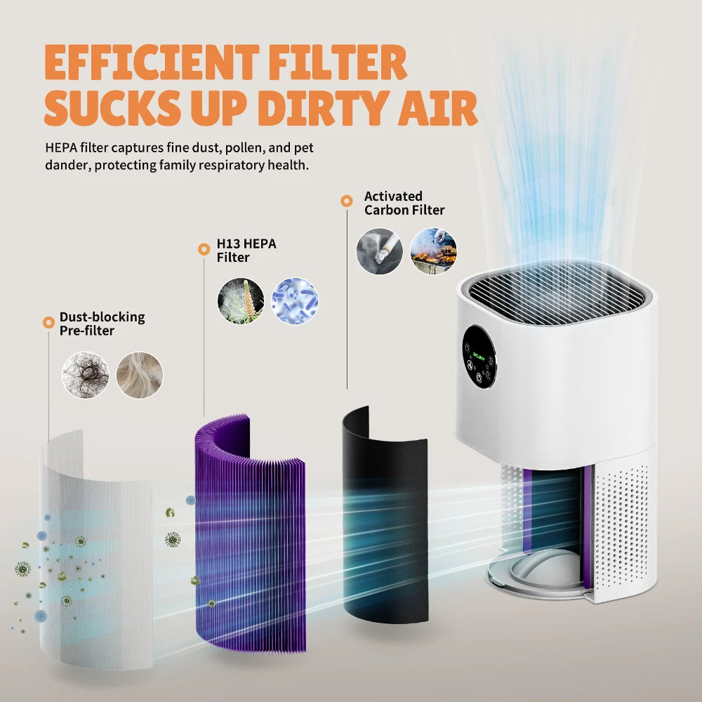 ROUNY 2-in-1 Air Purifier & Humidifier, Multi-Function Appliance, Deodorizing & Fog-Free Humidification, White