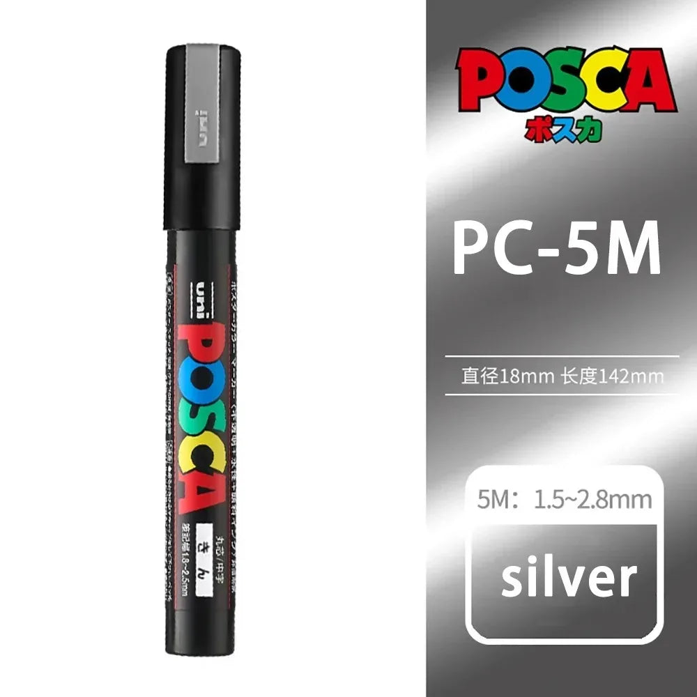 1pcs Japan UNI POSCA Markers PC-1M/3M/5M Acrylic Graffiti Pen Waterproof DIY Stackable Color Art Painting School Supplies