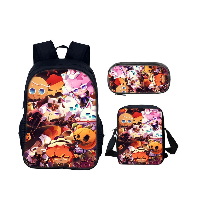 Cartoon Popular Shadow Milk Plush 3D Print 3pcs/Set pupil School Bags Laptop Daypack Backpack Inclined shoulder bag Pencil Case