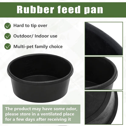 2Pcs Rubber Feeder Pan, 3 Gallon Rubber Horse Feed Pan Rubber Dog Bowl Pig Feeder Large Utility Feed Bucket for Goats Horses