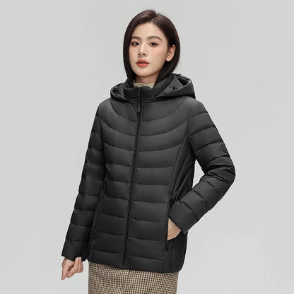 Women's plus Size M-6XL Hooded Puffer Jacket 90% Down Quilted Warm Coat Parka with Detachable Hat Winter Outerwear