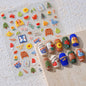 5D Pudding Jelly Dessert Fruit Cherry Pink Claw Print Bowknot Tie knot Love Heart Stars Nail Art Sticker Adhesive Manicure Decal