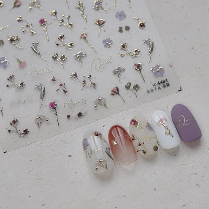 1Sheet 5D Soft Embossed Relief Nail Stickers Cute Daisies Self Adhesive Slider Stickers Press On Nails DIY Japanese Nail Art Dec