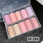 10 Rolls New Design Fresh Nail Foils for Transfer Paper Sticker Plaid Sliders Denim Nails Wraps DIY Bowknot Nail Art Decorations