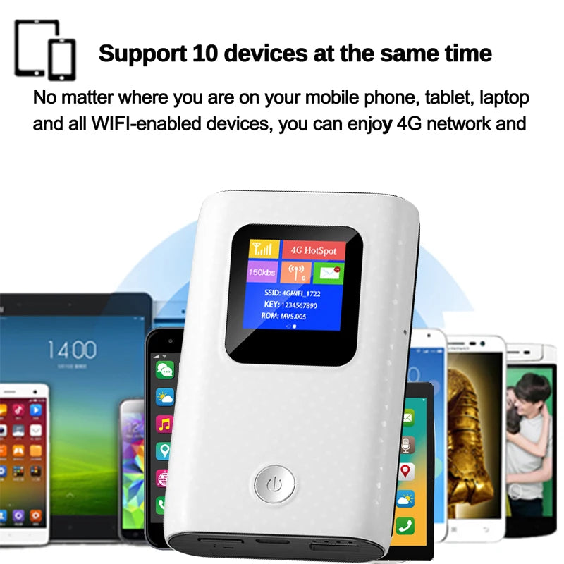 KuWFi CAT4 4G Mobile Router 2.4G Wireless WiFi Hotspot Portable Travel Mini LTE Router SIM Card Slot Built-in 6000mAh Battery