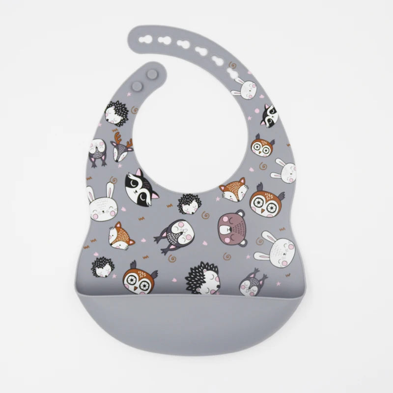 New Arrival Silicone Baby Bibs Silicon Printing Newborn Bib Feeding Burp Cloth Avocado Zoo Tractor Printing Tableware