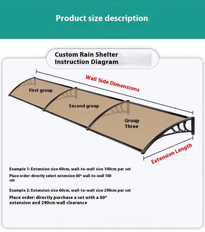 Window Awning Door Canopy 60x60 80x80 60x100 Window Awning Overhead Modern Polycarbonate Cover Outdoor Front Porch Patio Canopy