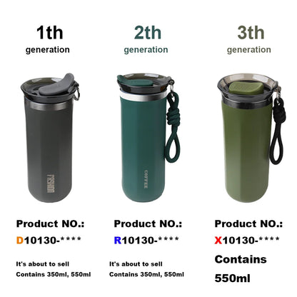 Vacuum Insulated Coffee Travle Mug Stainless Steel Thermo Bottle Cup Thermal Tumbler With Carrying Ring Flask for Hot Cold Drink