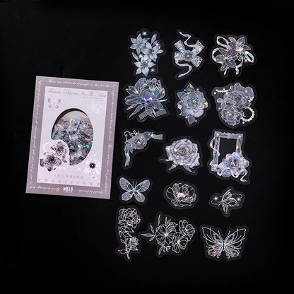30pcs PET Transparent Stickers Plant Flowers Decorative Labels Scrapbooking Collage Material Diary Stationery Supplies