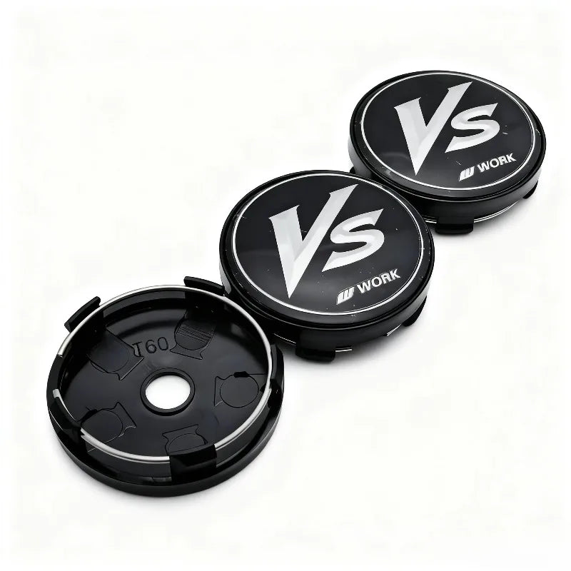 4pcs JDM VS W Work Logo Emblem Badge Car Wheel Center Caps 60MM Clips 56MM Rim Hubcaps Dust Cover Wheels Hub Cap Car Accessories
