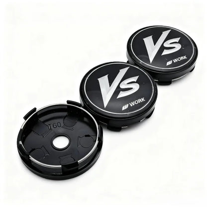 4pcs JDM VS W Work Logo Emblem Badge Car Wheel Center Caps 60MM Clips 56MM Rim Hubcaps Dust Cover Wheels Hub Cap Car Accessories