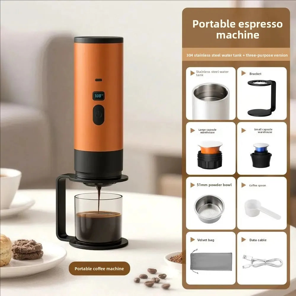 New Upgraded Version Outdoor Wireless Portable Espresso Machine Car Electric Heating Capsule Coffee Machine Suitable for Home