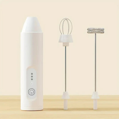 2-in-1 Electric Milk Frother and Handheld Mixer with USB Charging, 3-Speed Adjustable Powerful Motor, Handheld Milk Frother