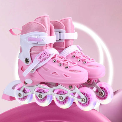 Kids Inline Roller Skate Shoes For Women Men Adult Flashing Quad Sneakers For Boys Girls Outdoor Skating Skates Gifts Full Set