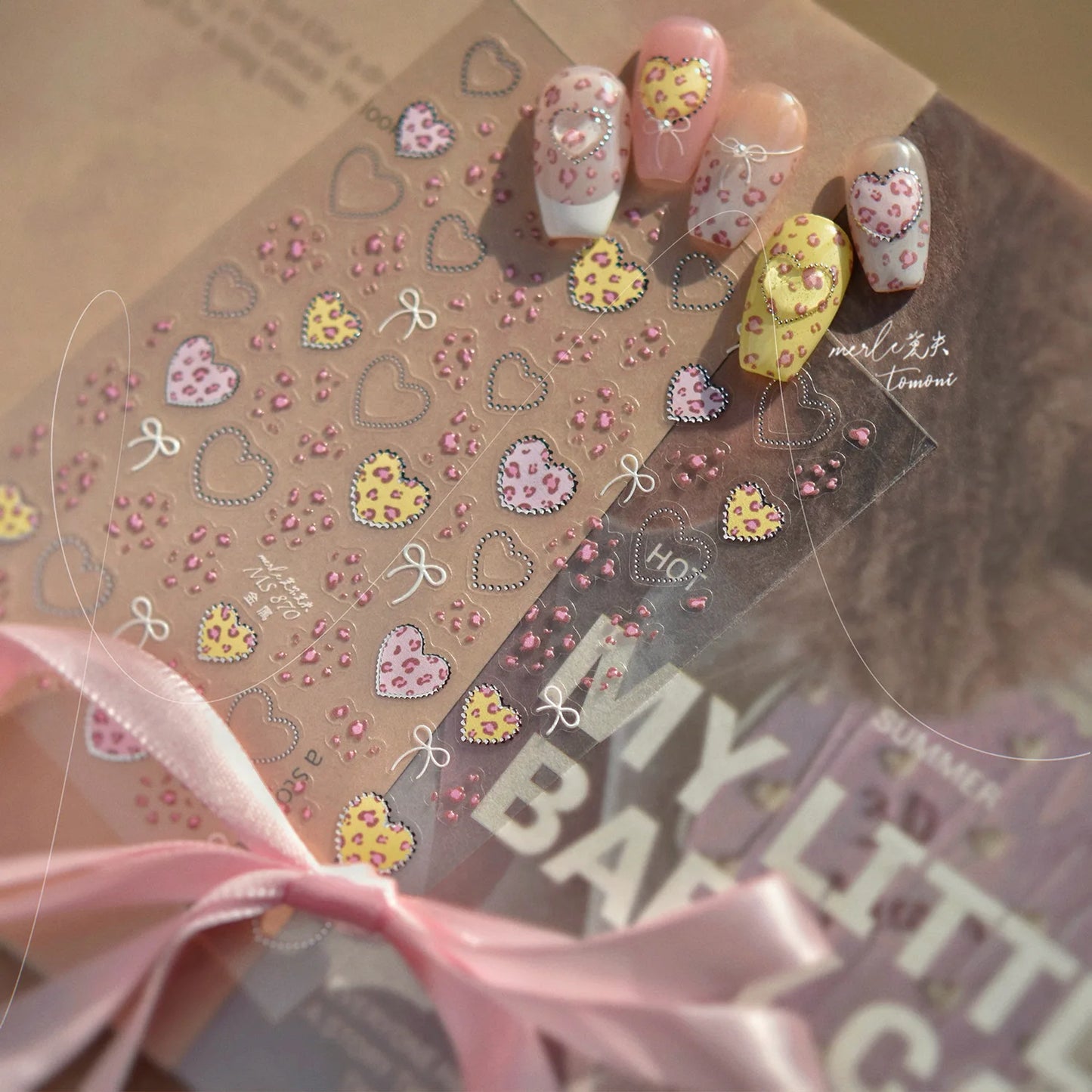 Autumn Winter Leopard Print Bow Nail Art Stickers 3D Thin Tough Nail Sticker Cute Bow Self Adhesive Nails Decorations Decals DIY