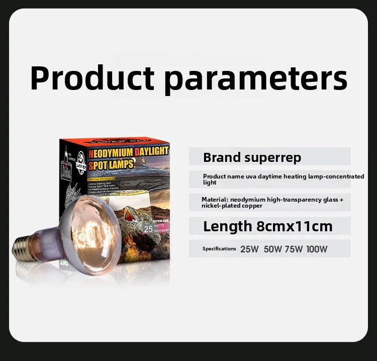 SuperRep Reptile Basking Spotlight-UVA Focused Heat Lamp for Tortoises&Bearded Dragons-Adjust Beam Sunning Light for Terrariums