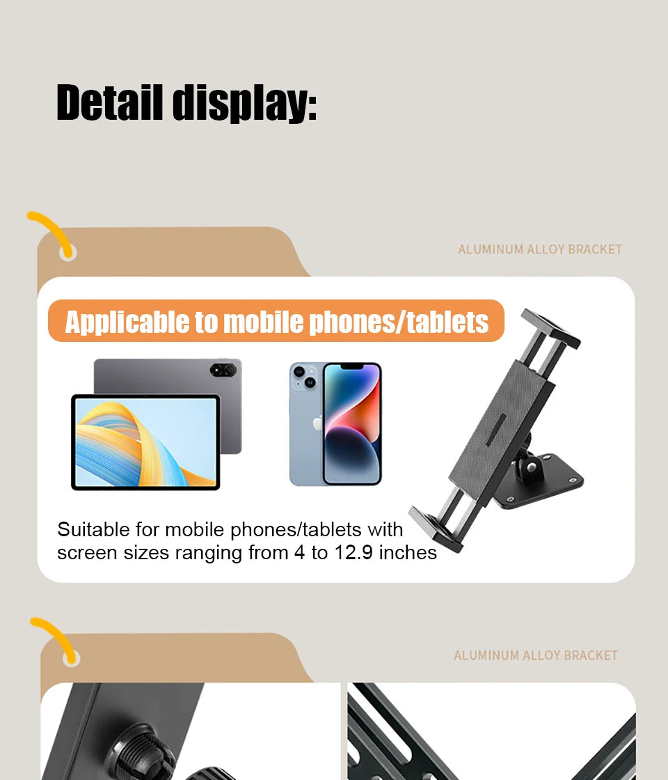 Adjustable Tablet Wall Mount Phone Stand Long Arm 360 Degree Rotatable Cantilever Desk Bed Holder for 4.7-12.9 inch Support iPad