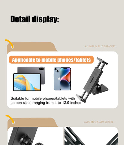 Adjustable Tablet Wall Mount Phone Stand Long Arm 360 Degree Rotatable Cantilever Desk Bed Holder for 4.7-12.9 inch Support iPad