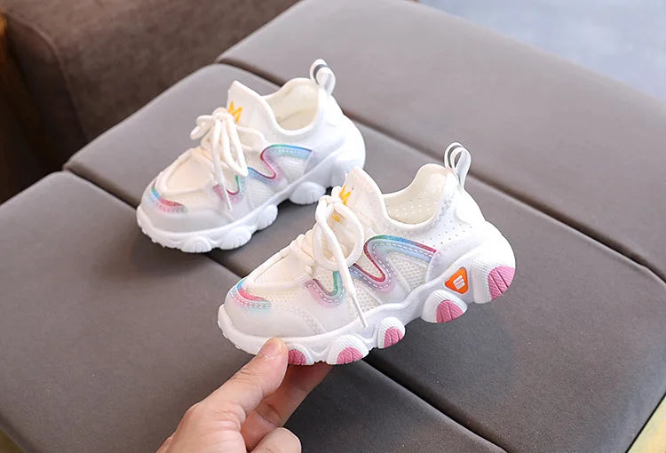 2022 Breathable Toddler Boy Sneakers Stretch Fabric Fashionable Baby Running Shoes Pink School Girl Sports Shoes Sneakers